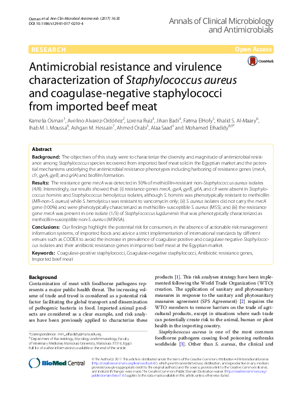 (PDF) [Antimicrobial resistance and virulence characteristics of Vibrio ...