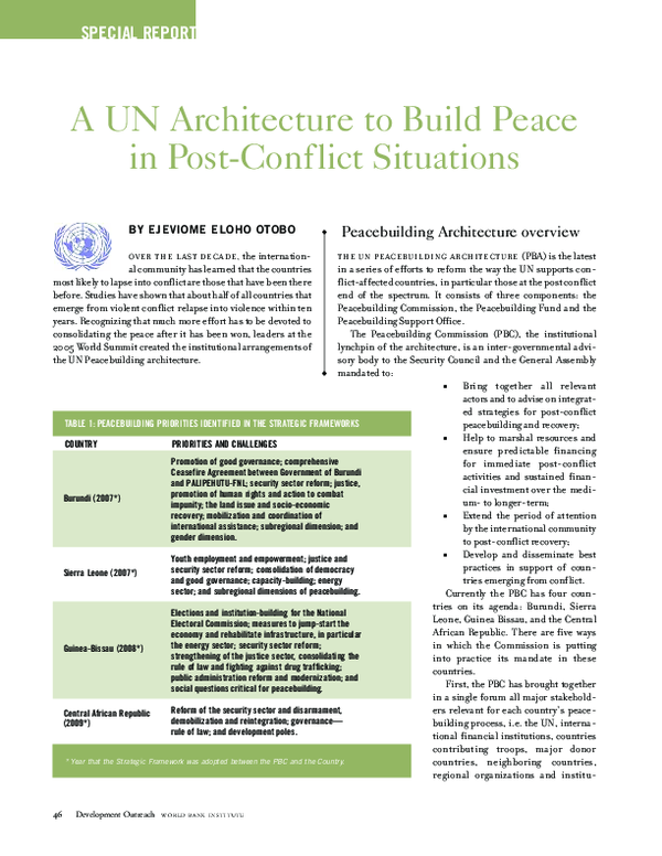 (PDF) A UN Architecture to Build Peace in Post-Conflict Situations