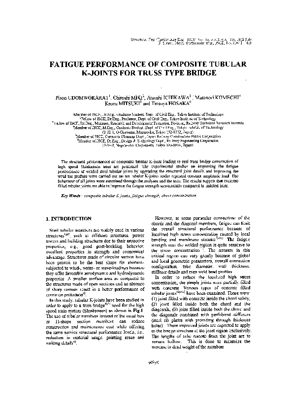 (PDF) Fatigue Performance of Composite Tubular K-Joints for Truss Type ...