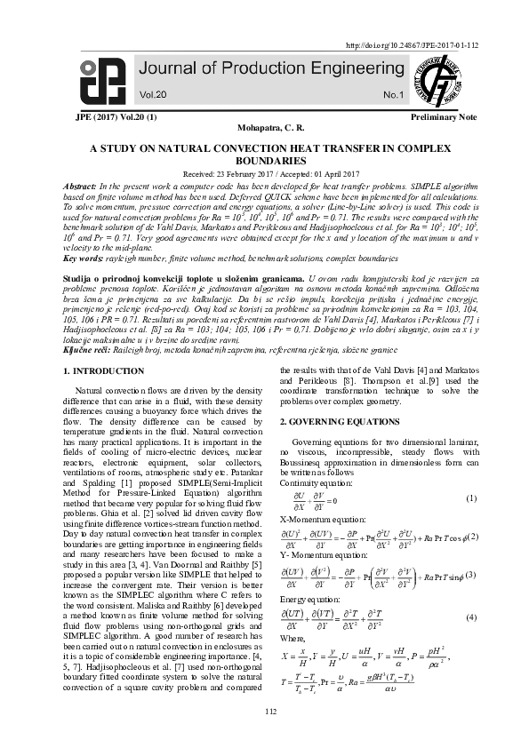 (PDF) A Study on Natural Convection Heat Transfer in Complex Boundaries