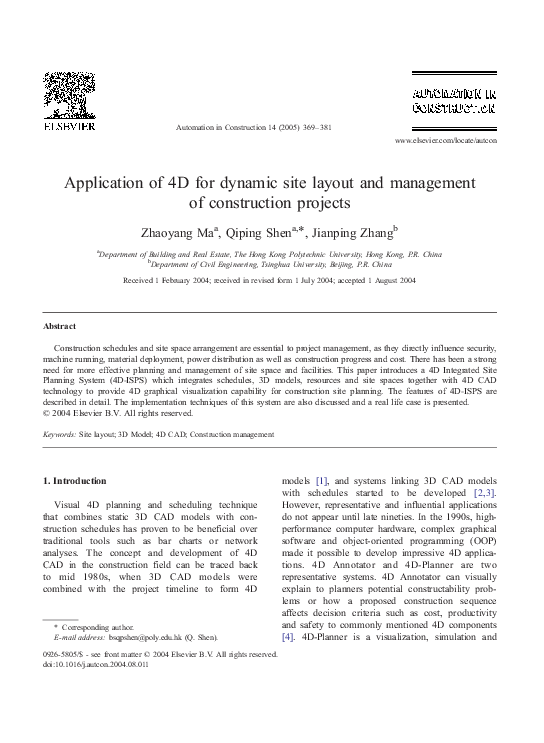 (PDF) Application of 4D for dynamic site layout and management of ...