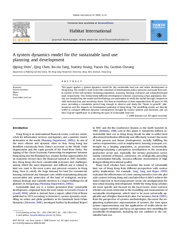 (PDF) A system dynamics model for the sustainable land use planning and ...