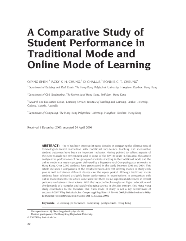 (PDF) A comparative study of student performance in traditional mode ...