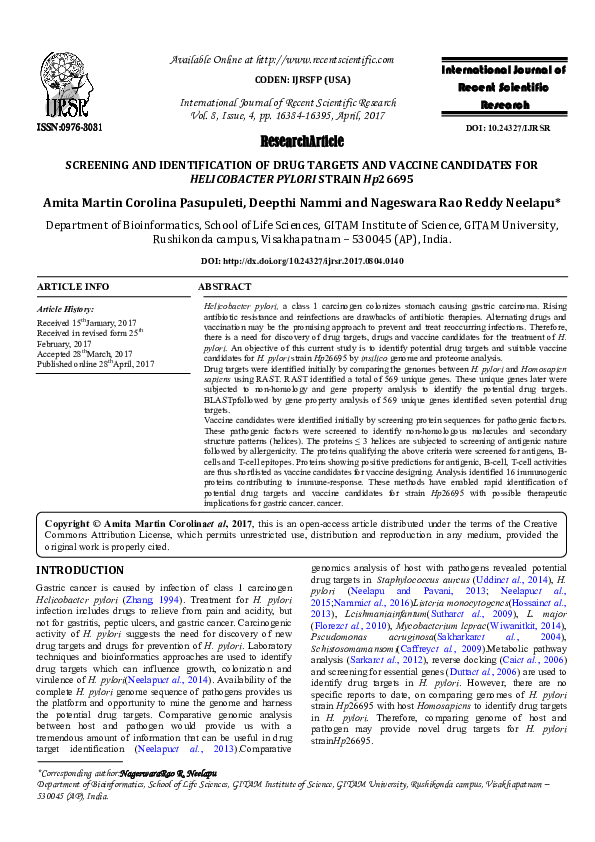 (PDF) Screening and identification of drug targets and vaccine ...