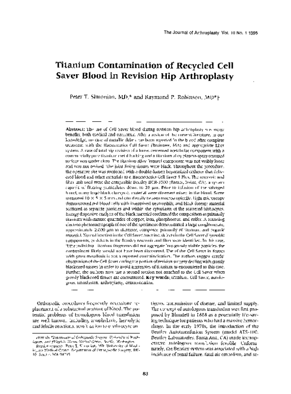 (PDF) Titanium contamination of recycled cell saver blood in revision ...