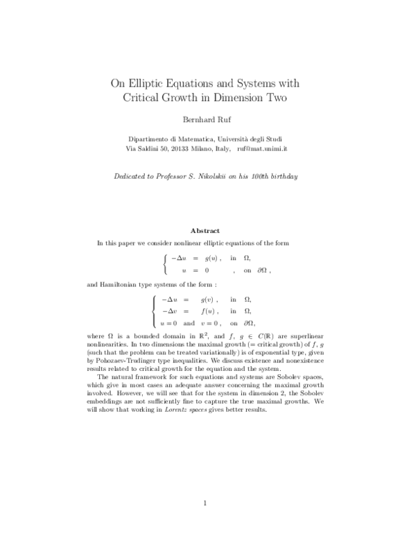 (PDF) On elliptic equations and systems with critical growth in ...