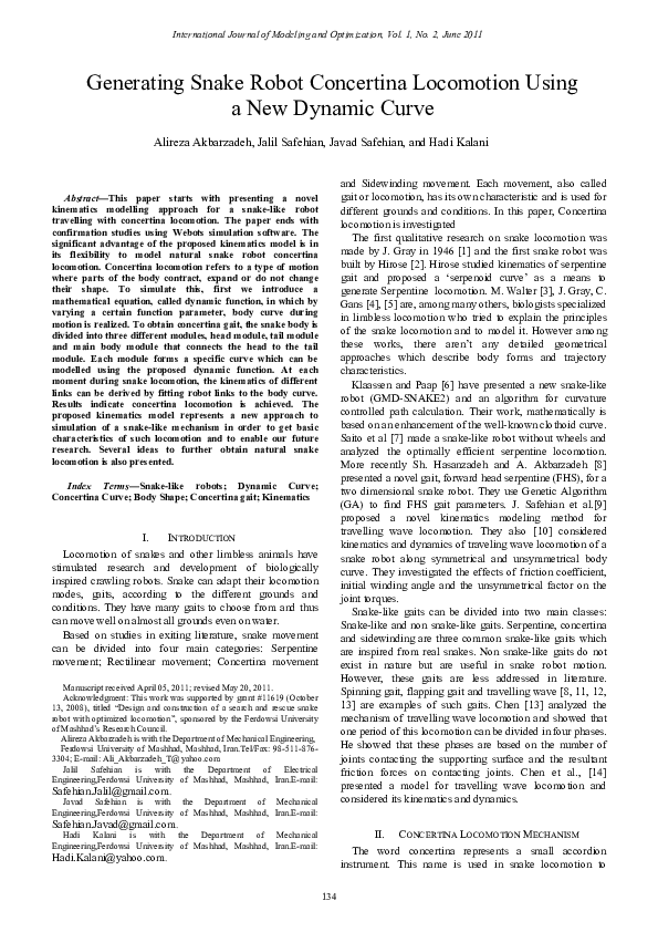 (PDF) Generating Snake Robot Concertina Using a New Dynamic