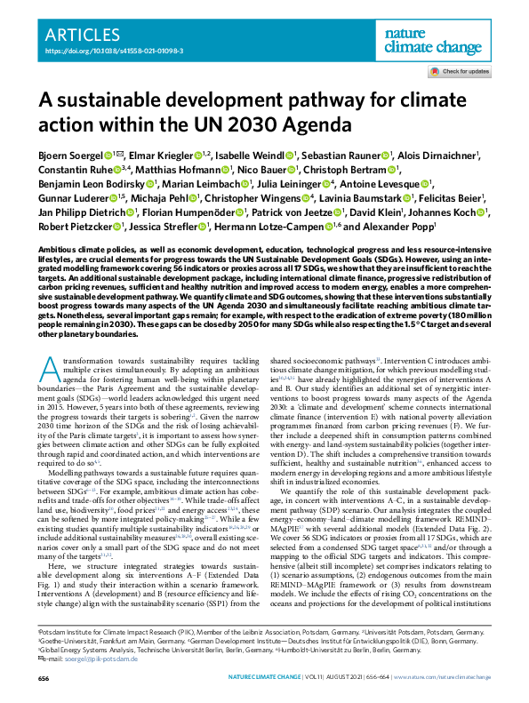(PDF) A sustainable development pathway for climate action within the ...