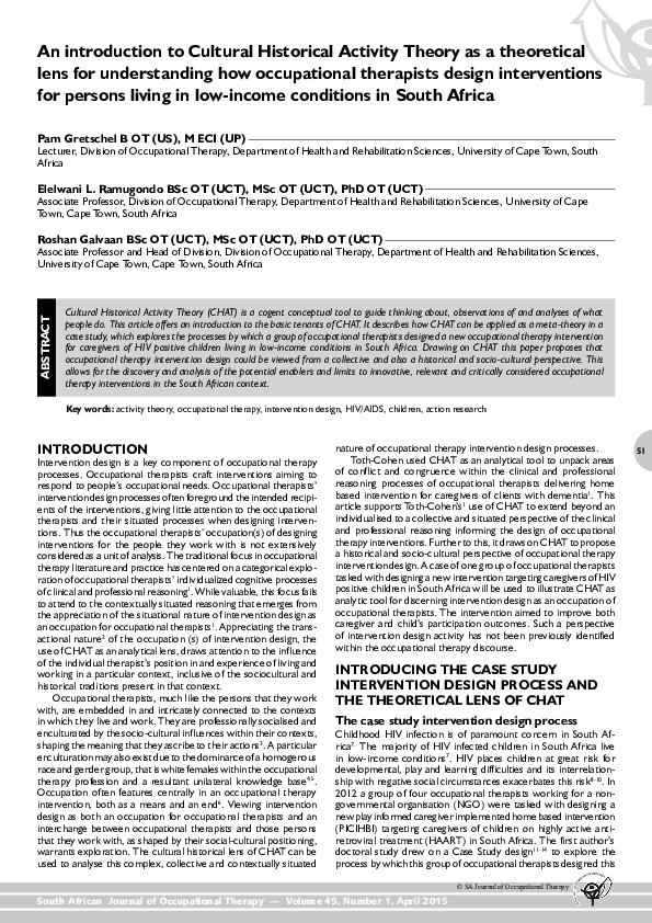 (PDF) An introduction to Cultural Historical Activity Theory as a ...