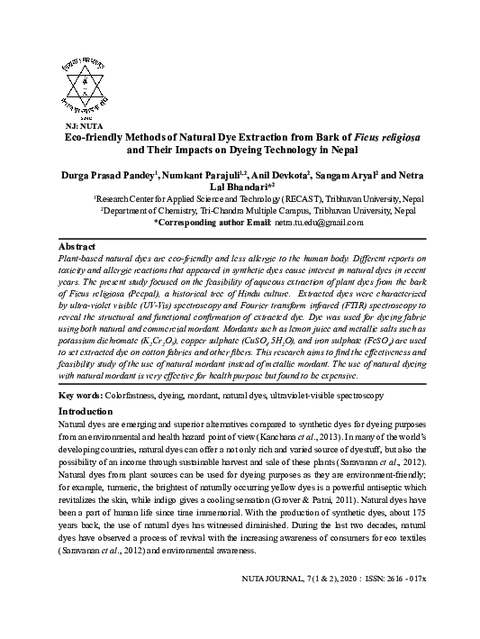 (PDF) Eco-friendly Methods of Natural Dye Extraction from Bark of Ficus ...