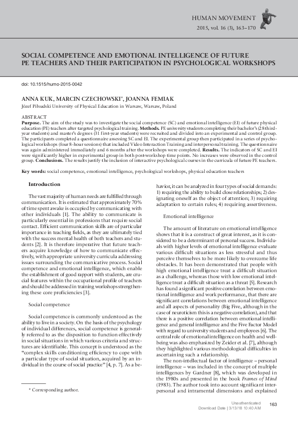 (PDF) Social Competence and Emotional Intelligence of Future Pe ...