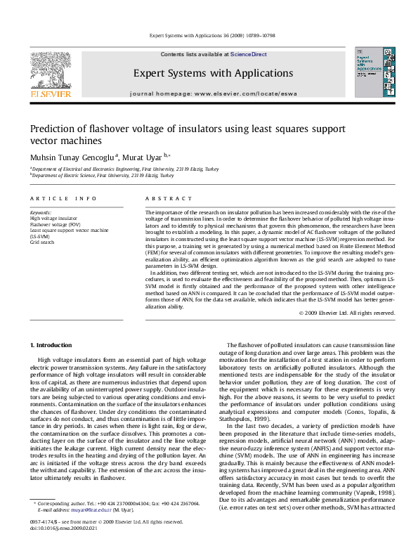 (PDF) Prediction of flashover voltage of insulators using least squares ...