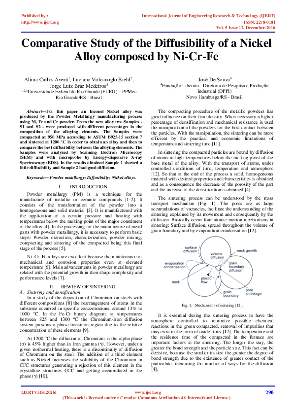 (PDF) Comparative Study of the Diffusibility of a Nickel Alloy composed ...