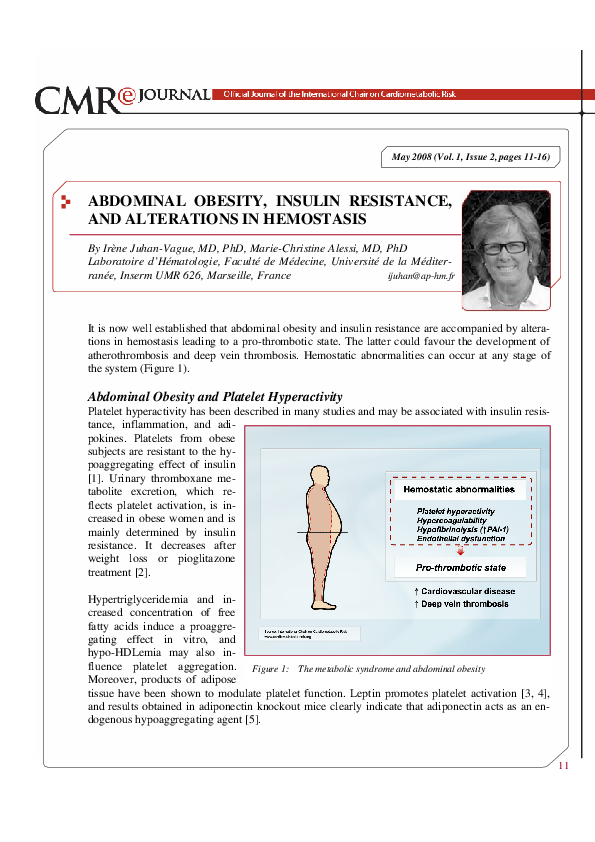 (PDF) Abdominal Obesity, Insulin Resistance, and Alterations in Hemostasis