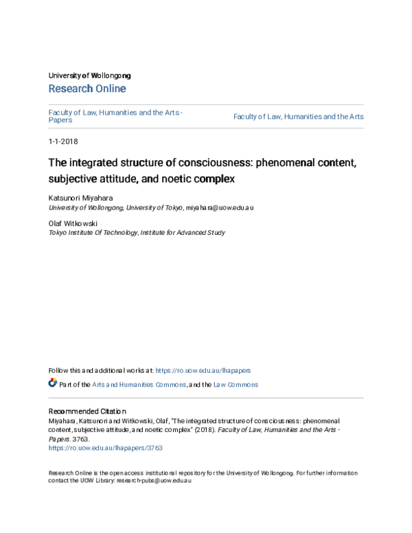 (PDF) The integrated structure of consciousness: phenomenal content ...