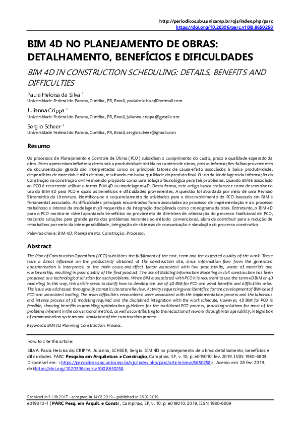 (PDF) BIM 4D no planejamento de obras: detalhamento, benefícios e ...