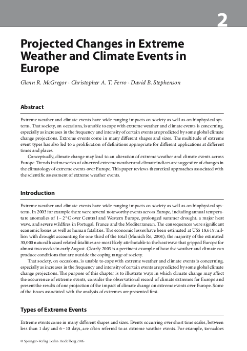 (PDF) Projected Changes in Extreme Weather and Climate Events