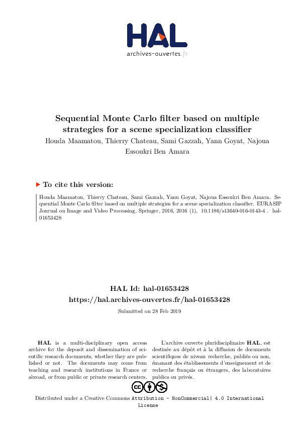(PDF) Sequential Monte Carlo filter based on multiple strategies for a ...