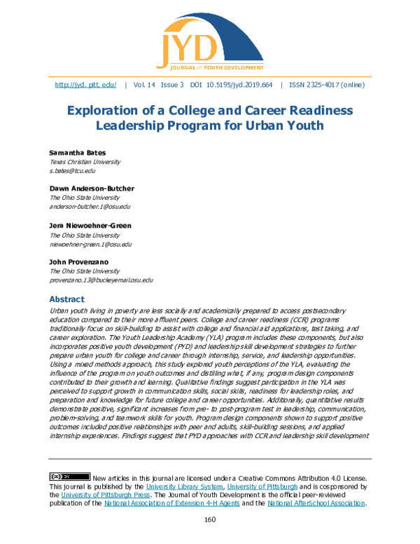 (PDF) Exploration of a College and Career Readiness Leadership Program ...