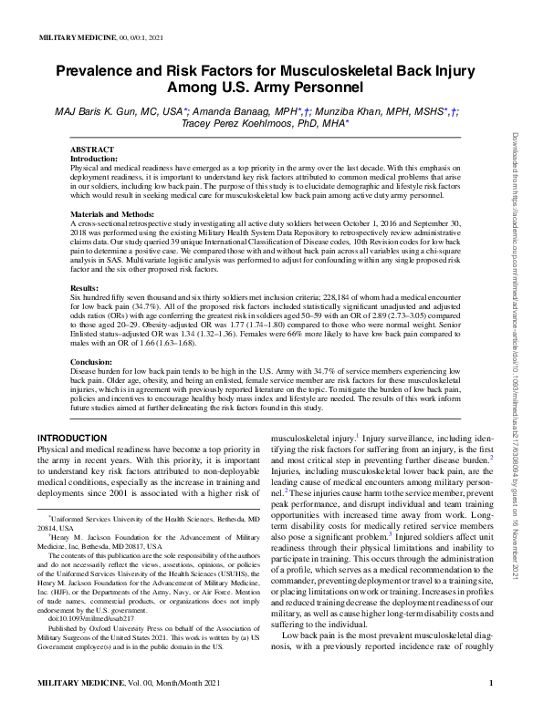 (PDF) Prevalence and Risk Factors for Musculoskeletal Back Injury Among ...