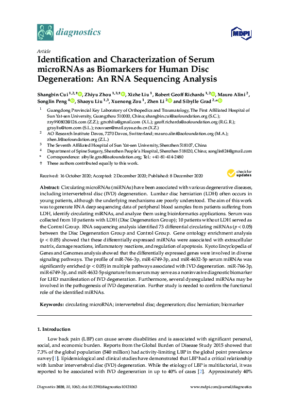 (PDF) Identification and Characterization of Serum microRNAs as ...