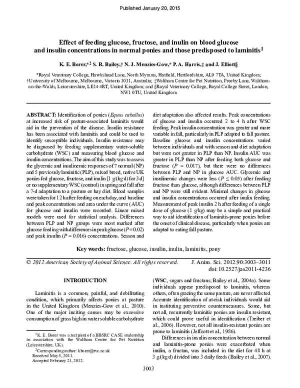 (PDF) Effect of feeding glucose, fructose, and inulin on blood glucose ...