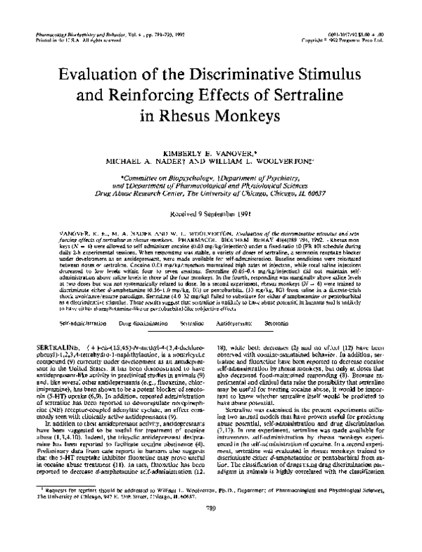 (PDF) Evaluation of the discriminative stimulus and reinforcing effects ...