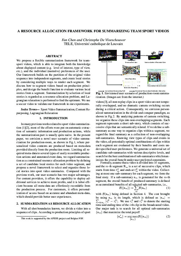 (PDF) A resource allocation framework for summarizing team sport videos