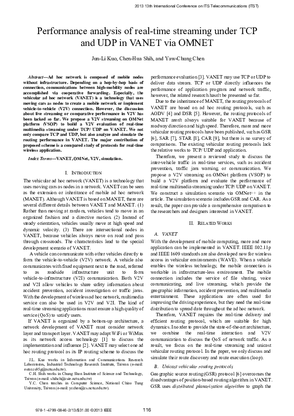 (PDF) Performance analysis of real-time streaming under TCP and UDP in ...