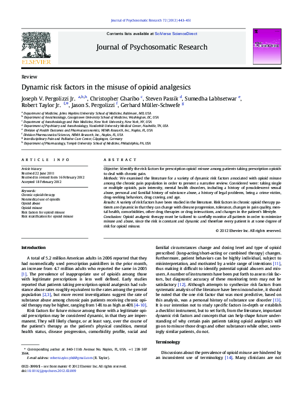 (PDF) Dynamic risk factors in the misuse of opioid analgesics