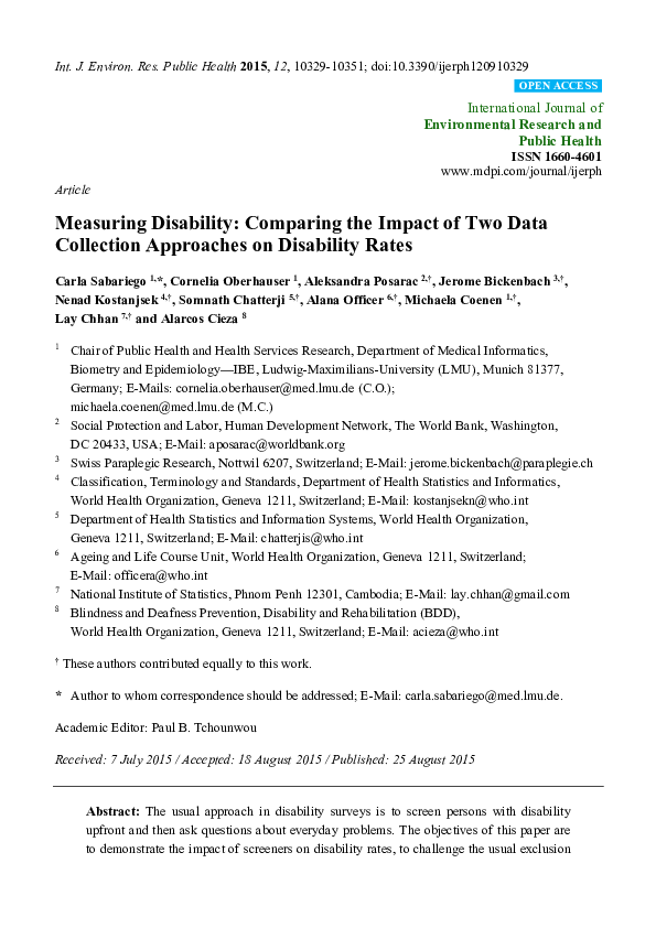 (PDF) Measuring Disability: Comparing the Impact of Two Data Collection ...