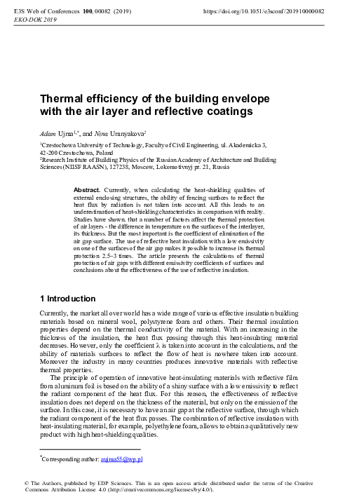 (PDF) Thermal efficiency of the building envelope with the air layer ...
