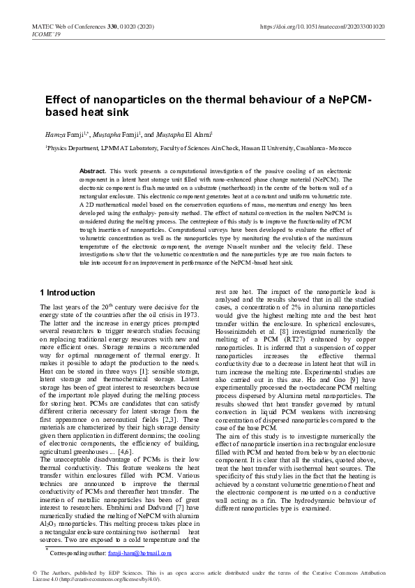 (PDF) Effect of nanoparticles on the thermal behaviour of a NePCM-based ...