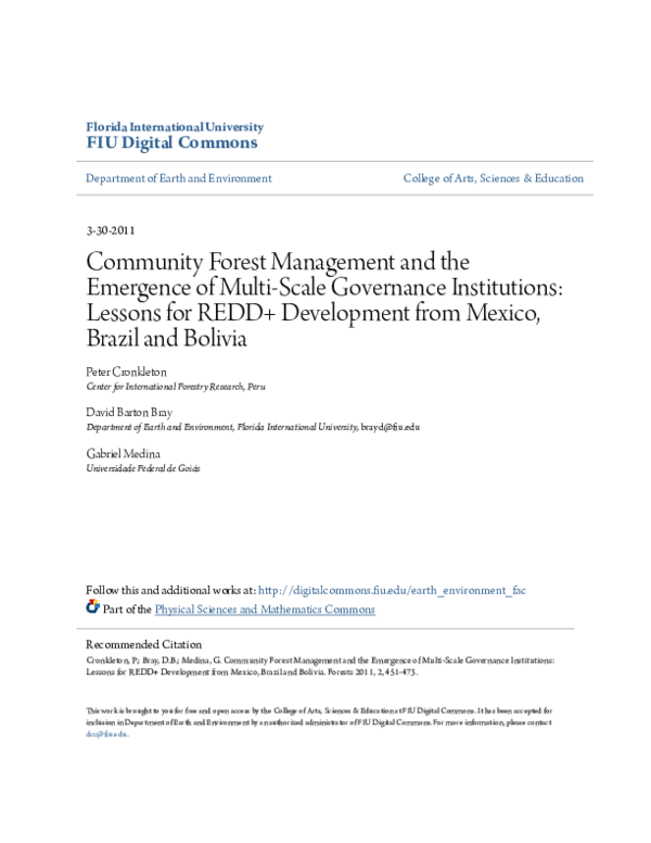 (PDF) Community Forest Management and the Emergence of Multi-Scale ...