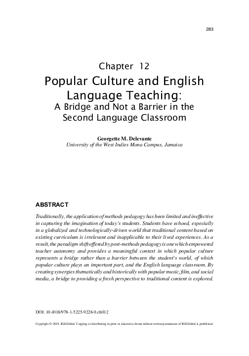 (PDF) Popular Culture and English Language Teaching