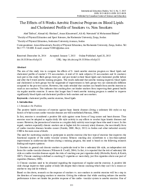 (PDF) The Effects of 8-Weeks Aerobic Exercise Program on Blood Lipids ...