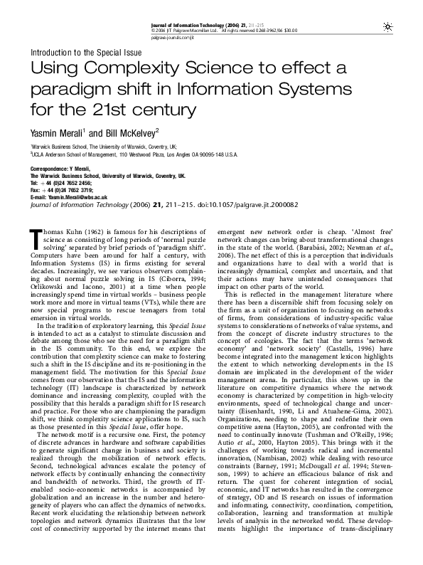 (PDF) Using Complexity Science to effect a paradigm shift in ...