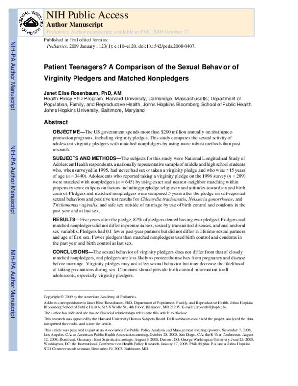 (PDF) Patient teenagers? A comparison of the sexual behavior of ...