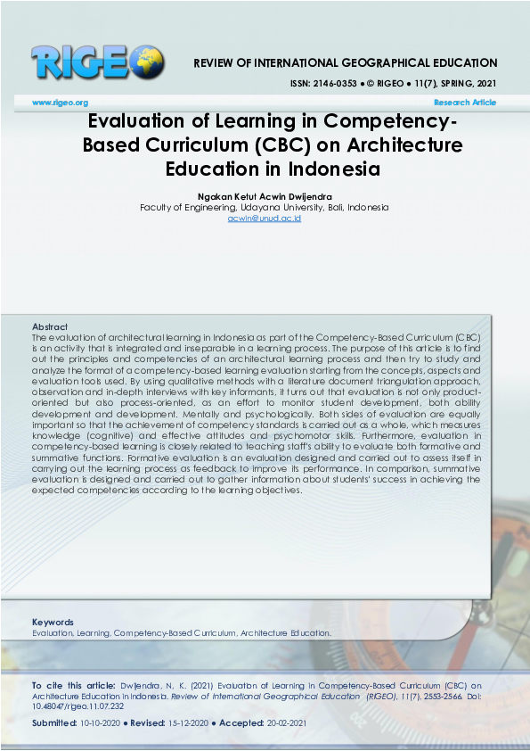 (PDF) Evaluation of Learning in Competency-Based Curriculum (CBC) on ...