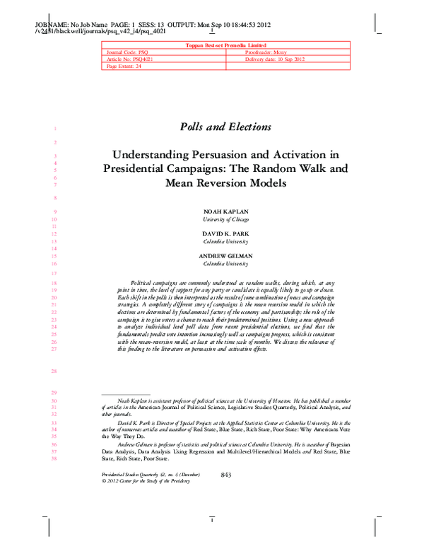 (PDF) Polls and Elections Understanding Persuasion and Activation in ...