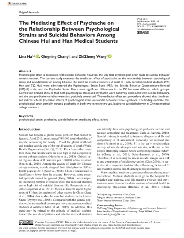 (PDF) The Mediating Effect of Psychache on the Relationship Between ...