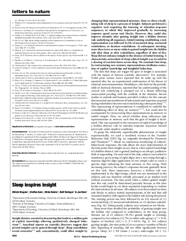 (PDF) Sleep inspires insight