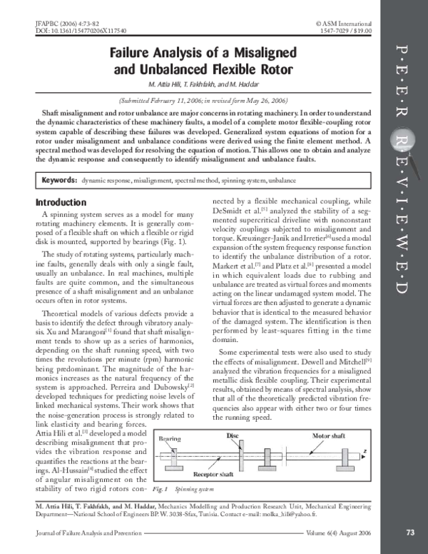 (PDF) Failure analysis of a misaligned and unbalanced flexible rotor