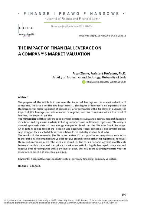 (PDF) The Impact of Financial Leverage on a Company’s Market Valuation