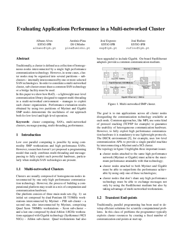 (PDF) Evaluating Applications Performance In a Multi-Networked Cluster