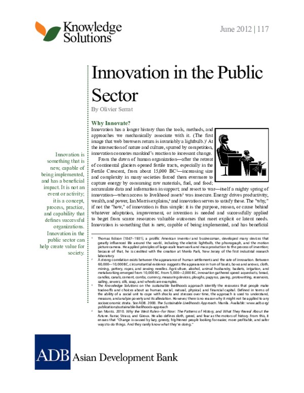 (PDF) Innovation In the Public Sector
