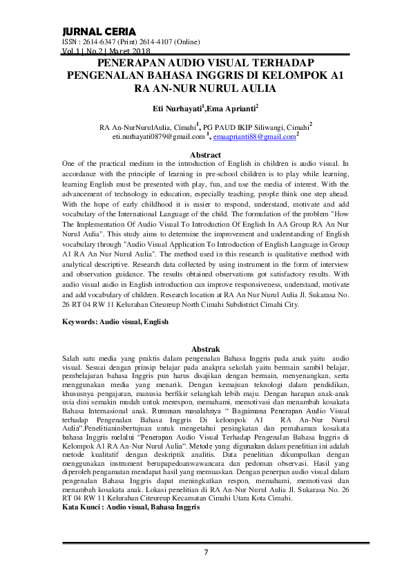 (PDF) Penerapan Audio Visual Terhadap Pengenalan Bahasa