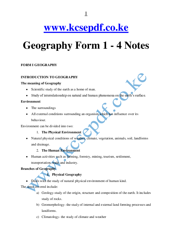 (PDF) Secondary School Geography Notes Form | brian murb - Academia.edu
