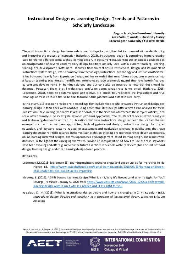 (PDF) Instructional design vs learning design: Trends and patterns in ...
