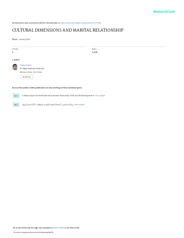 (PDF) Cultural Dimensions and Marital Relationship